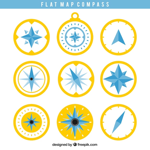 Free Vector yellow and blue compass set