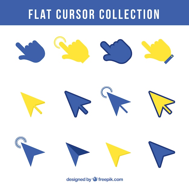 Free Vector yellow and blue cursor pack