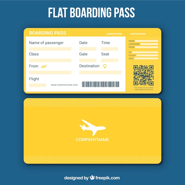 Free vector yellow boarding pass template