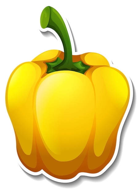 Yellow capsicum sticker on white