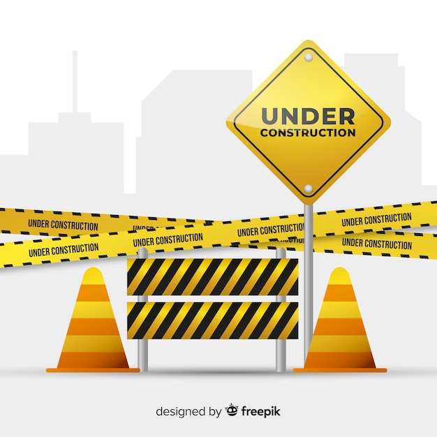 Free Vector yellow under construction realistic sign