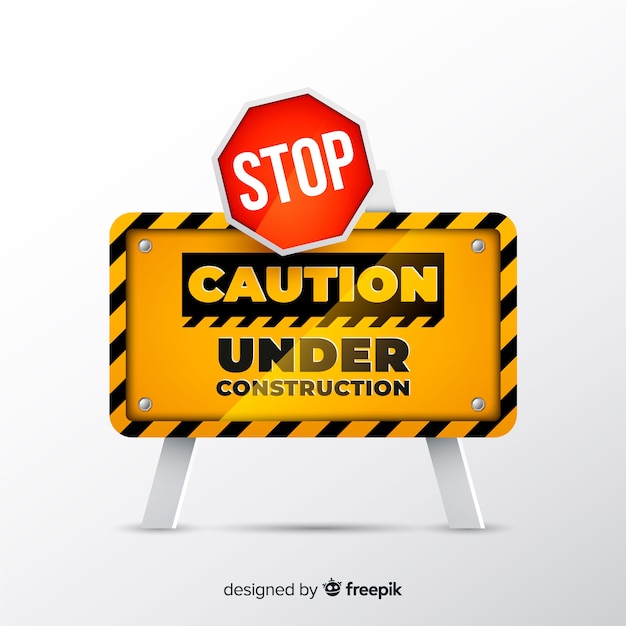 Free Vector yellow construction sign realistic style