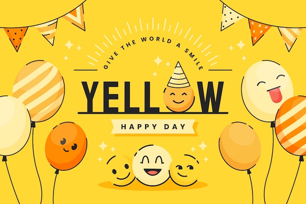 Free Vector yellow day hand drawn flat background