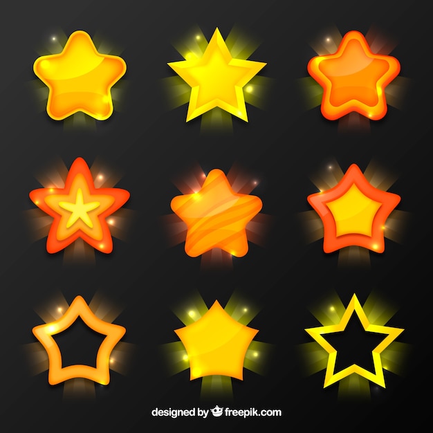 Free vector yellow and orange star set