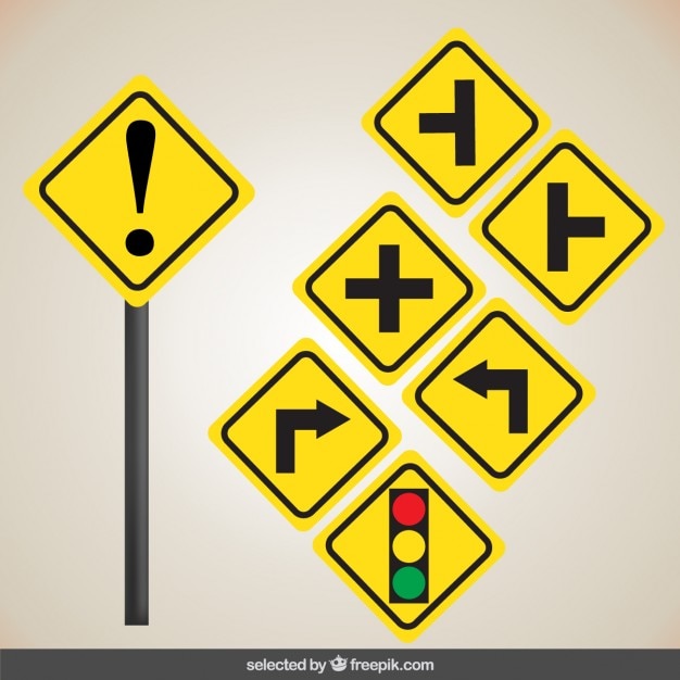 Free vector yellow road signs