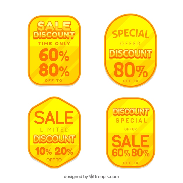 Free vector yellow sale sticker templates