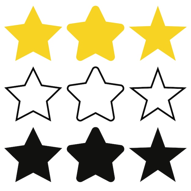 Free Vector yellow stars in flat outline and glyph