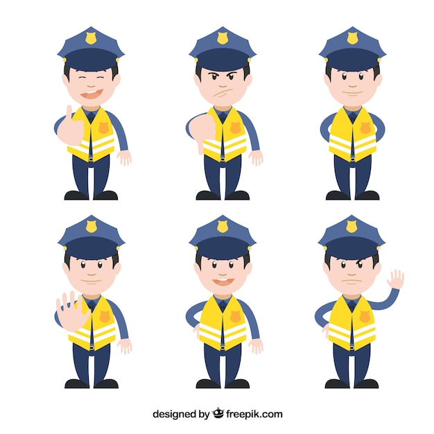 Free Vector yellow traffic policeman characters