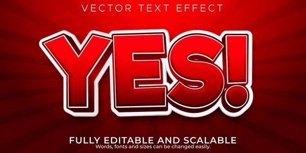 Yes text effect, editable cartoon and comic text style