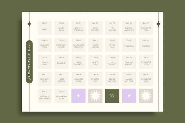 Yoga calendar template design