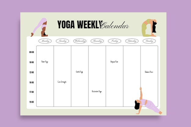 Yoga calendar template design