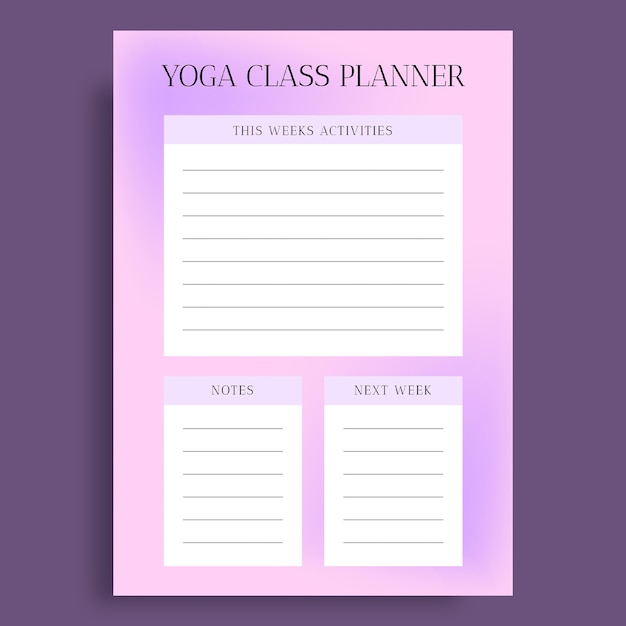 Yoga class planner design