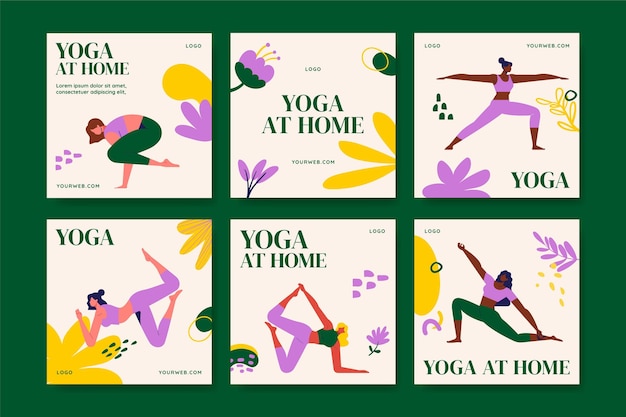 Free Vector yoga instagram post collection