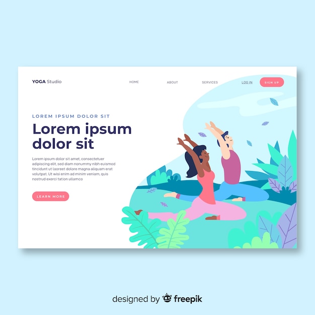 Free Vector yoga sport landing page template