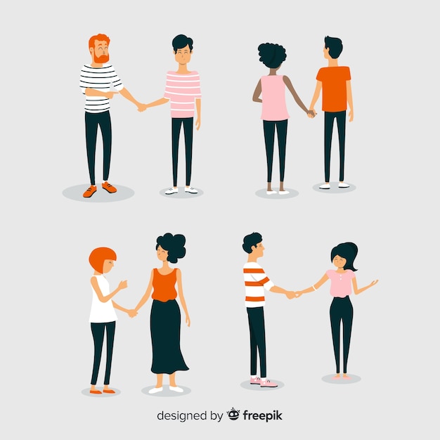 Free Vector young couples walking together