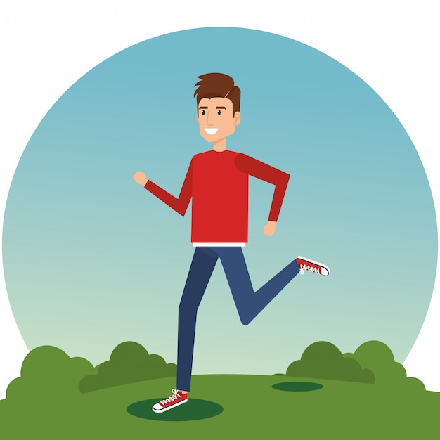 Free Vector young man running in the park