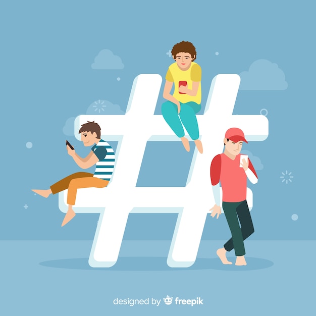 Free Vector young people hashtag concept background