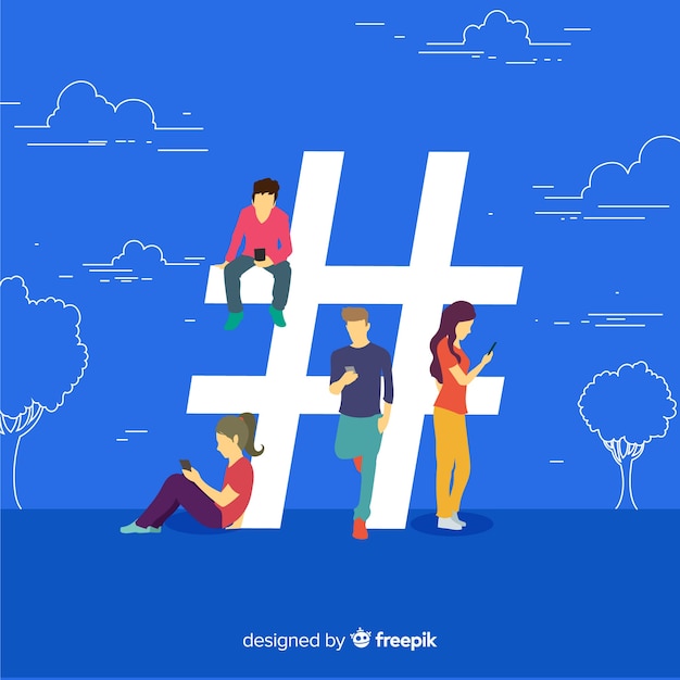 Free Vector young people hashtag concept background