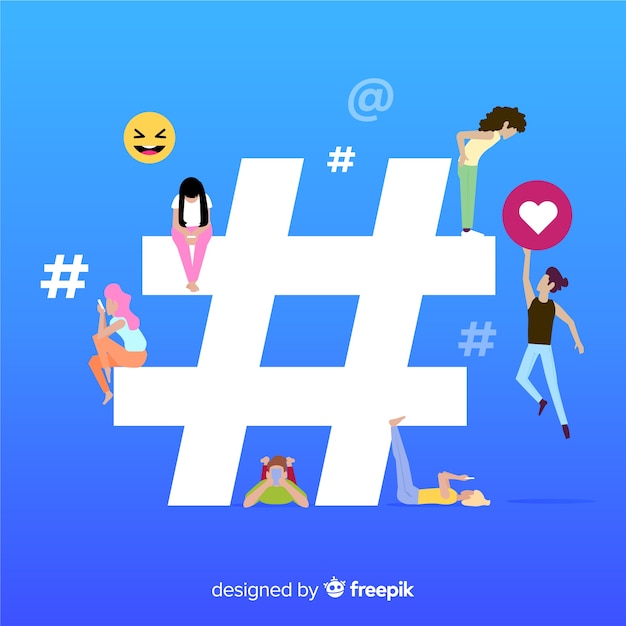 Free Vector young people hashtag concept background