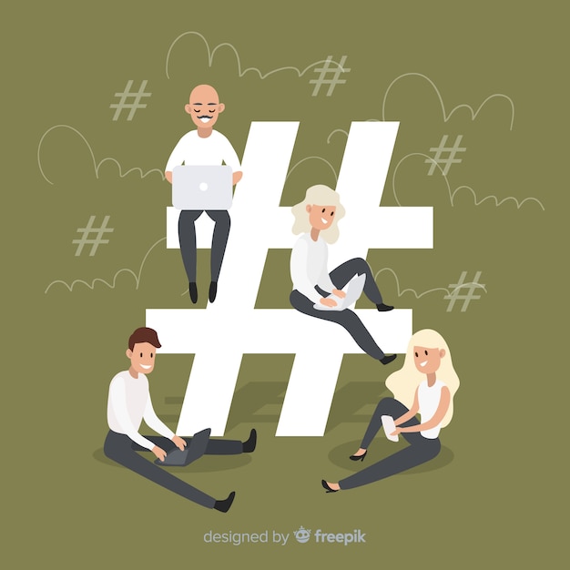 Free Vector young people hashtag symbol background