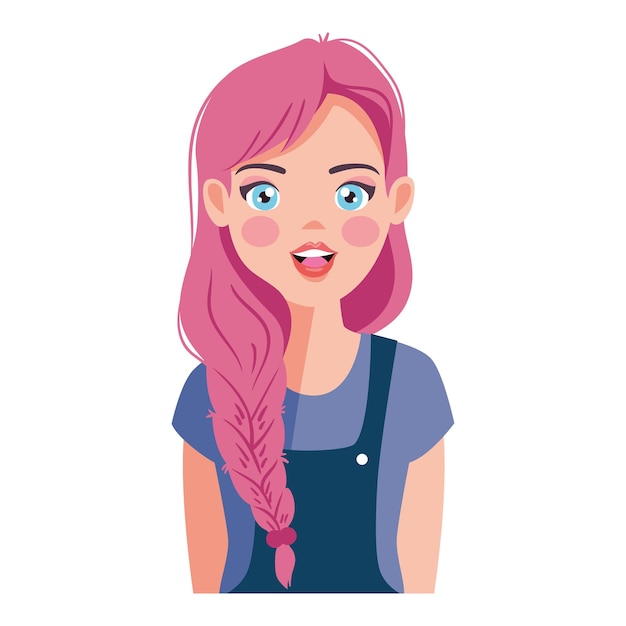 Free vector young woman long hair portrait