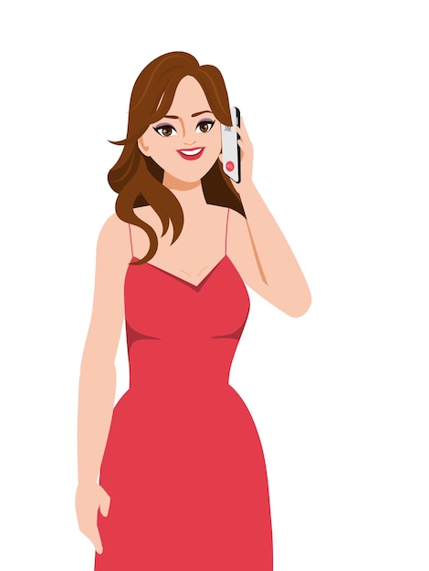 Free Vector young woman talking on mobile phone