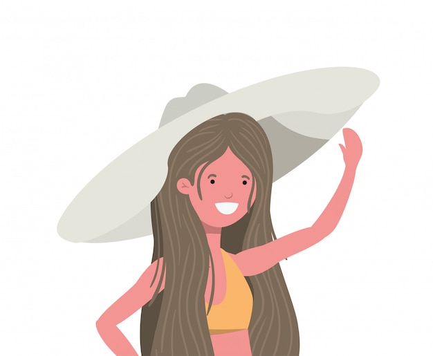 Free Vector young woman with swimsuit on white 