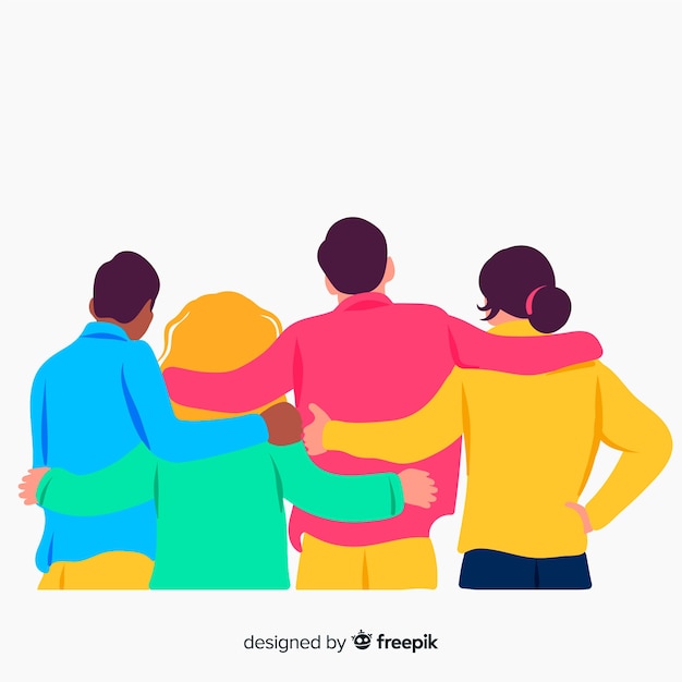 Free Vector youth people hugging together background