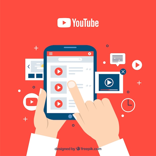 Free Vector youtube player in device with flat design