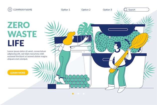 Free Vector zero waste landing page template