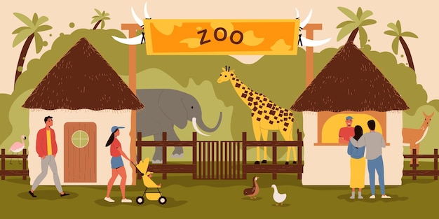 無料Vector 動物園入口の背景