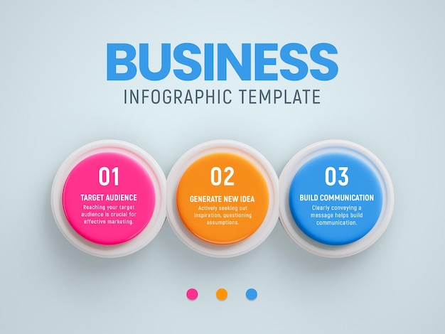 Kostenlose PSD 3 schritte kreative business-infographik-design-vorlage