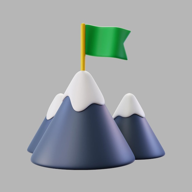 3d Berge mit Schnee und Flagge