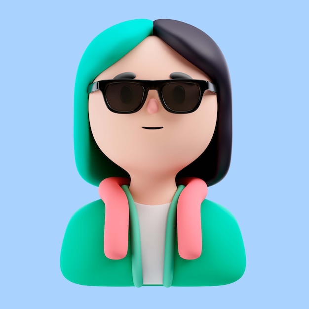 Kostenlose PSD 3d-darstellung der person mit sonnenbrille