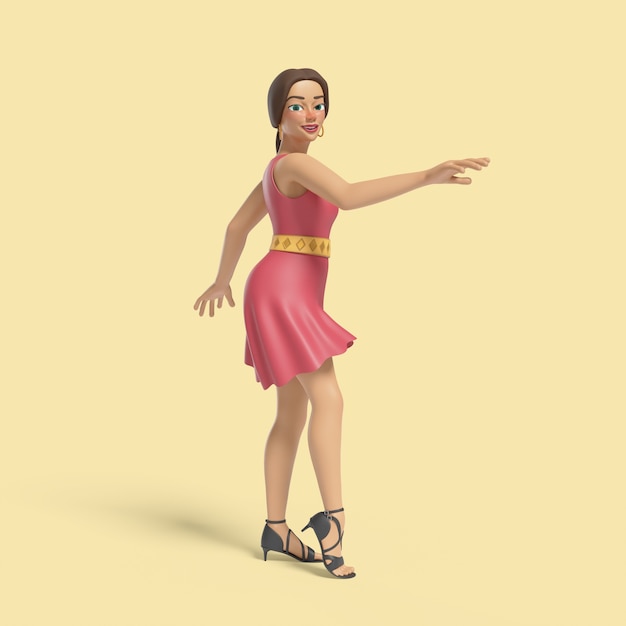 Kostenlose PSD 3d-illustration einer frau, die eine tanzpose zeigt