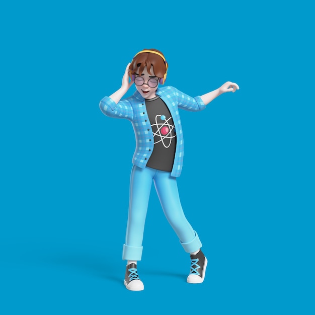 Kostenlose PSD 3d-illustration eines posierenden nerd-jungen