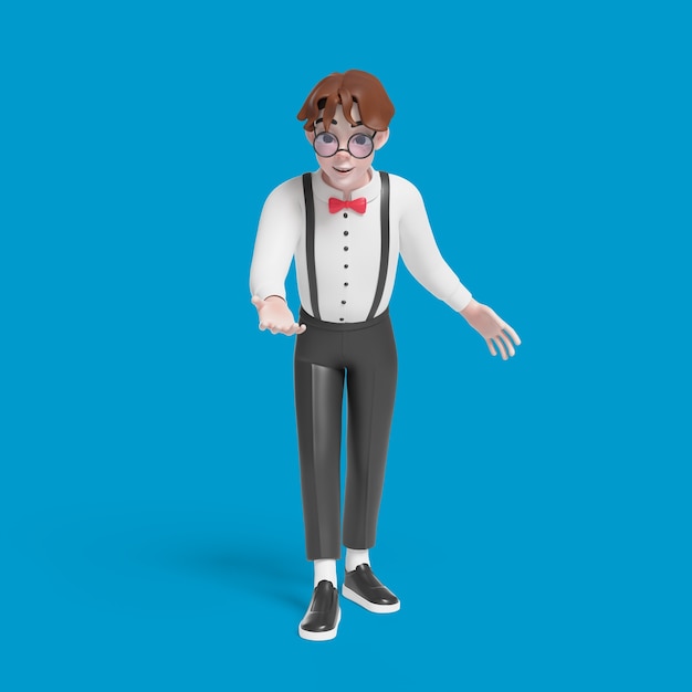 Kostenlose PSD 3d-illustration eines posierenden nerd-jungen