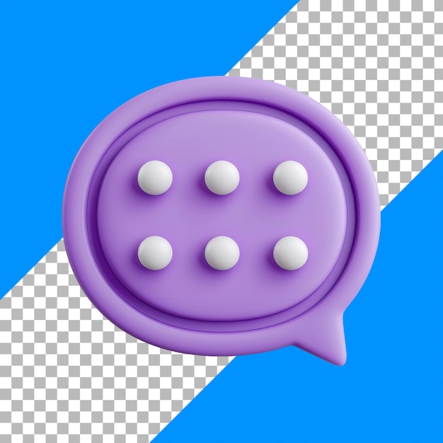 3D-Purpur-Chat-Bubble-Symbol auf durchsichtigem Hintergrund