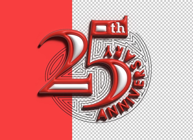 Kostenlose PSD 3d-rendering 25-jähriges jubiläum design png