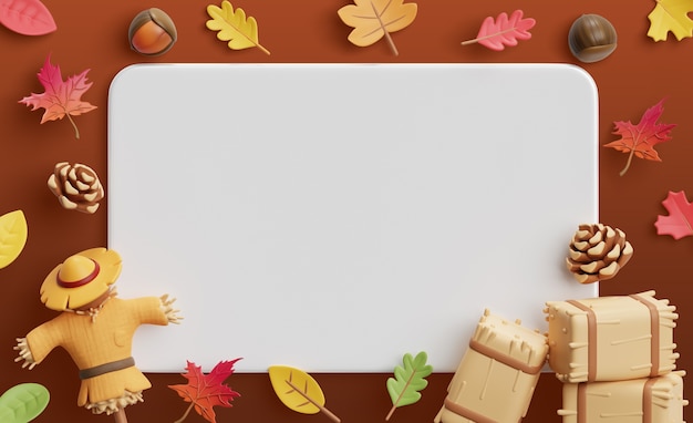 Kostenlose PSD 3d-rendering der herbstverkäufe mit leerem banner-hintergrund