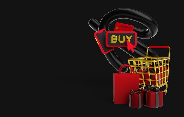 Kostenlose PSD 3d-rendering des black friday-verkaufs-hintergrunds