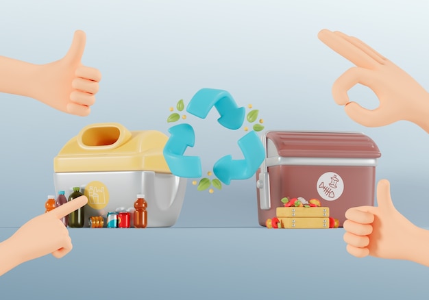 Kostenlose PSD 3d-rendering des recycling-hintergrunds