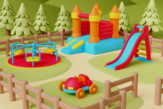 Kostenlose PSD 3d-rendering des spielplatzes