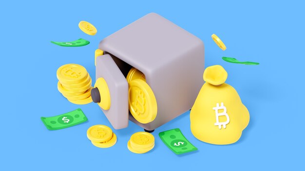 3D-Rendering von Bitcoin