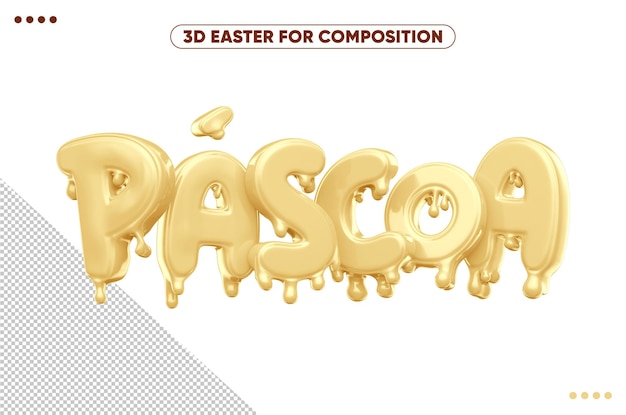 3D-Schreiben von Ostern aus geschmolzener weißer Schokolade für Kompositionen