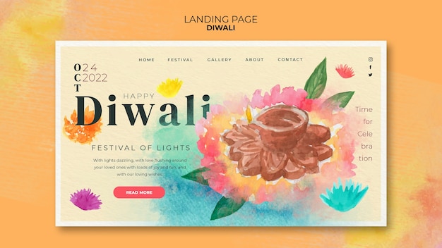 Aquarell-diwali-feier-webvorlage