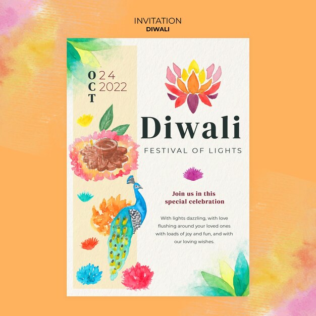 Aquarell diwali feiereinladung