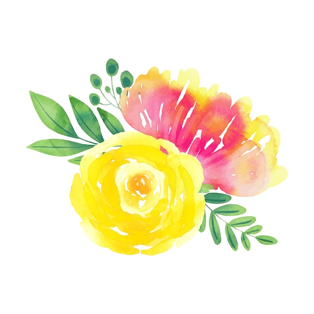 Kostenlose PSD aquarellblumen-illustration