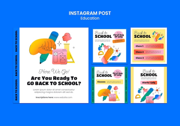 Kostenlose PSD back to school instagram beiträge sammlung