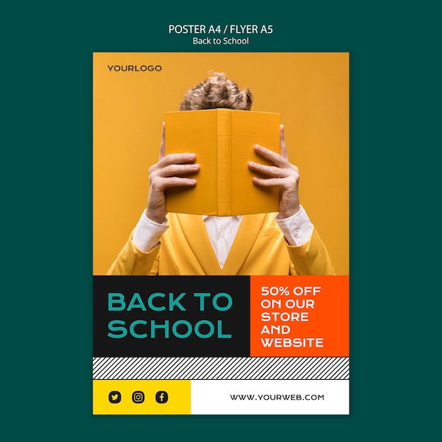 Kostenlose PSD back to school poster vorlage